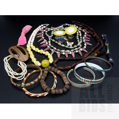 Collection of Costume Jewellery, Including Austrian Studio Steinbock Enamel Bracelet