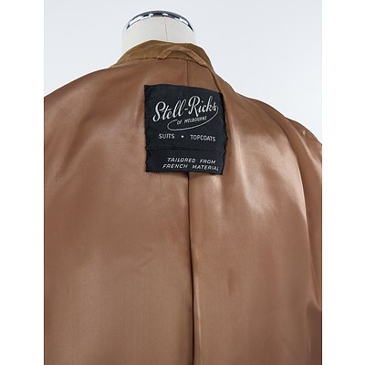 Vintage Stell-Ricks of Melbourne Fine French Velvet Swing Coat Circa 1950s