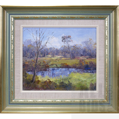 J. Colin Angus (1907-2002), Billabong, Oil on Canvas, 29 x 34 cm