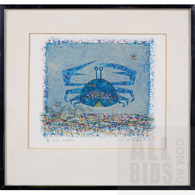 Masao Oba (1928-2008, Japanese), Blue Crab, Screenprint, 17 x 14.5 cm (image size)
