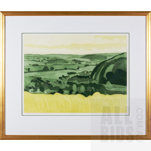 John Brunsden (1933-2014, British), View Across the Gower Peninsula, Etching and Aquatint, 45 x 60 cm