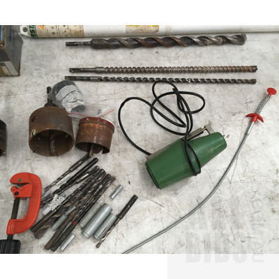 Large Masonry Bits, Saw, Core Bits, Holesaws, Tile Cutter And Other Assorted Tools