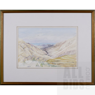 J. Bowker (20th Century), Untitled (Valley Landscape) 1991, Watercolour, 31 x 45 cm