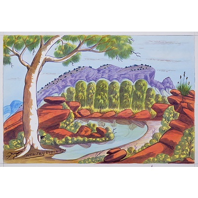 Wenten Rubuntja (1926-2005), Mount Sonder, Pareroultja Country, Watercolour, 32.5 x 48.5 cm