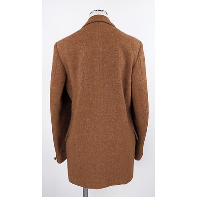 Vintage Harris Tweed Hand Woven Woollen Jacket - Fully Lined with Leather Knot Buttons