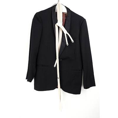 Vintage Black Pure Wool Suit with a Pair of Cream Braces