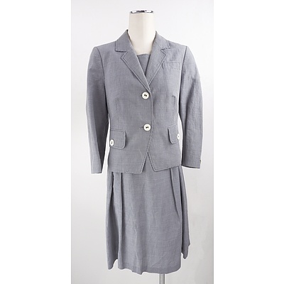 Australian Designer Anna Thomas Gingham Check Cotton/Ramie Blend Fully Lined Dress and Blazer Set