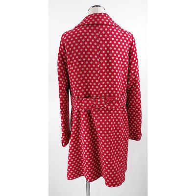 Alannah Hill Polka Dot Wool Blend Coat with Rounded Collar and Bow Featured on Cuff and Back
