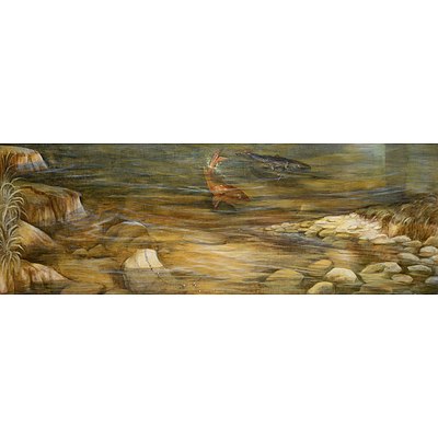 Elisabeth Kruger (born 1955), Poisson le Mien 1990, Gouache and Acrylic on Wood, 52 x 150 cm