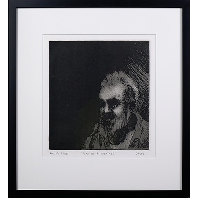 Lawrence Daws (born 1927), Head of Fairweather 1977/78, Etching A/P, 27.5 x 25 cm (image size)