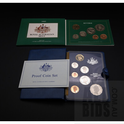 1985 RAM Proof Coin Set and 1985 RAM Uncirculated Mint Coin Set In Folder