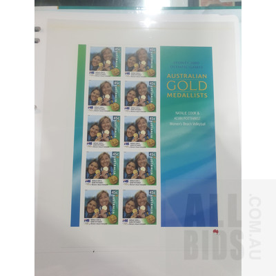 Extensive Australian Olympic Gold Medalists Sydney 2000 Olympics Stamp Sheet Collection with Album