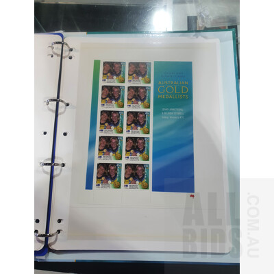 Extensive Australian Olympic Gold Medalists Sydney 2000 Olympics Stamp Sheet Collection with Album