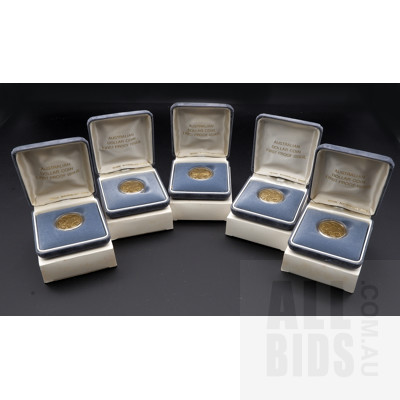 Five 1984 First Year of Issue One Dollar Proof Coin