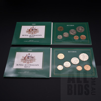 Two 1985 RAM Uncirculated Mint Coin Set In Folder