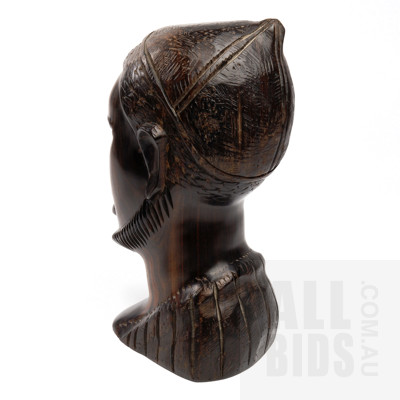 Vintage Carved Macassar Ebony Male Bust