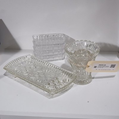 Assorted Vintage Crystal and Glass Wares including Vase with Frog