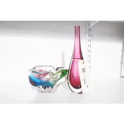 Vintage Studio Glass Bowl and Bottle Vase (2)