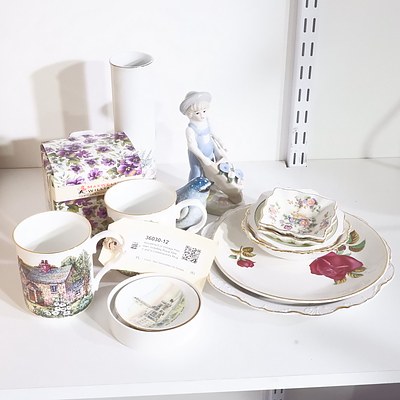 Assortment of Vintage Porcelain including Royal Albert and a Contemporary Mug