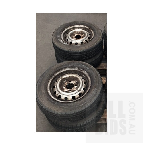 Set Of Four 14INCH 4 Stud Steel Wheels With Yokohama S306 Tyres