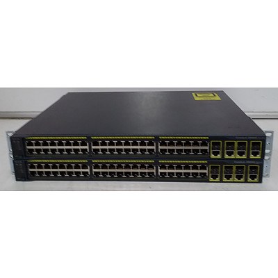 Cisco Catalyst (WS-C2960G-48TC-L) 2960G Series 48-Port Gigabit Managed Switch - Lot of Two