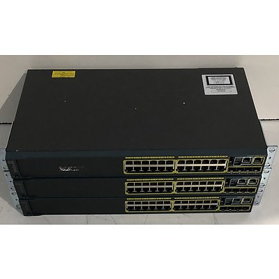 Cisco (WS-C2960S-24TS-L V03) Catalyst 2960-S Series 24 Port Managed Gigabit Ethernet Switch - Lot of Three