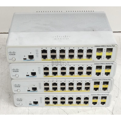 Cisco (WS-C2960C-12PC-L V01) Catalyst 2960-C Series PoE 12 Port Managed Fast Ethernet Switch - Lot of Four