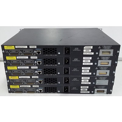Cisco (WS-C3750G-24T-S) Catalyst 3750 Series 24-Port Managed Gigabit Ethernet Switch - Lot of 5