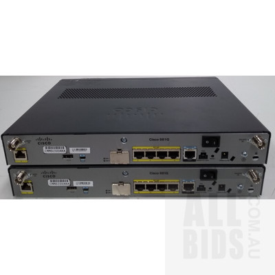 Cisco (C881G-U-K9 V01) 880G Series Ethernet Security Integrated Services Router - Lot of Two
