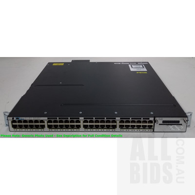 Cisco (WS-C3750X-48PF-S V02) Catalyst 3750-X Series POE+ 48 Port Stackable Gigabit Ethernet Switch