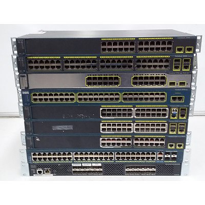Assorted Cisco Manged FastEthernet/Gigabit/PoE Switches - Lot of 9