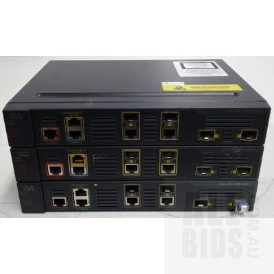 Cisco (ME-3400EG-2CS-A) ME 3400 Series Gigabit Ethernet Access Switch - Lot of Three