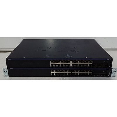 Juniper Networks (EX2200-24P-4G) EX2200 24 Port Managed Gigabit Ethernet PoE Switch - Lot of 2