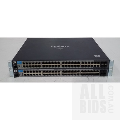 HP (J9280A) ProCurve 2510G-48 48 Port Managed Gigabit Ethernet Switch - Lot of Two