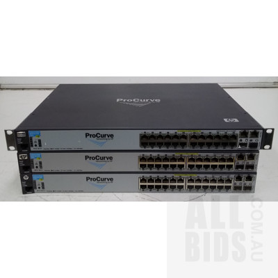 HP (J9087A) ProCurve 2610-24-PWR 24-Port Fast Ethernet PoE Switch - Lot of Three