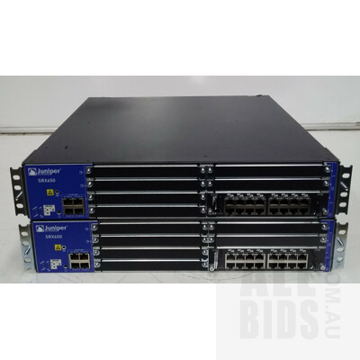 Juniper Networks (SRX650-BASE-SRE6-645AP) SRX650 Modular Gateway - Lot of Two