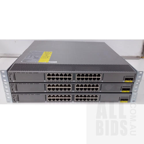 Cisco (N2K-C2224TP-1GE) Nexus 2000 Series Gigabit Ethernet Fabric Extender Switch - Lot Of Three