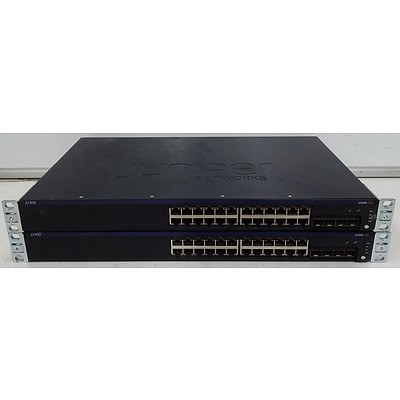 Juniper Networks (EX2200-24P-4G) EX2200 24 Port Managed Gigabit Ethernet PoE Switch - Lot of 2