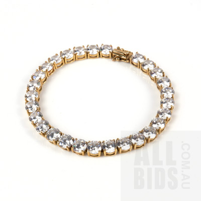 10ct Yellow Gold Tennis Bracelet with CZ, 19.6g