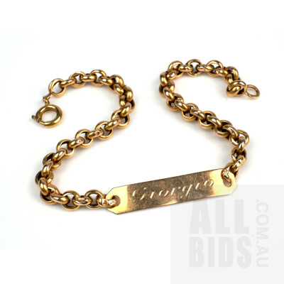 18ct Yellow Gold Hollow Belcher Link Bracelet, 5g