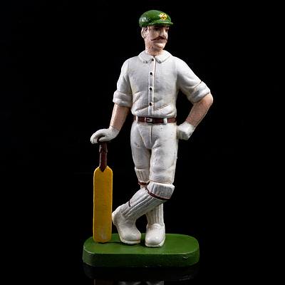 Replica Vintage Painted Cast Iron Cricket Batsmen Figurine