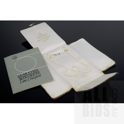 Vintage Strand of Mikimoto Cultured Pearls with Original Beadwork Case and Booklet