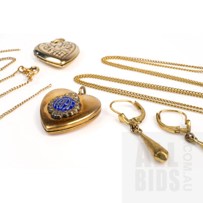 Various Rolled Gold Lockets, Earrings and More