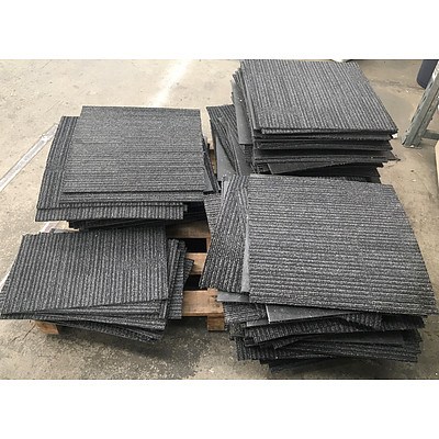 Grey Textured Carpet Tiles -Approx 35 Square Meters 