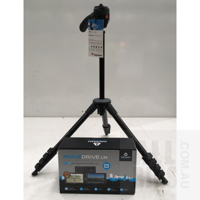 Manfrotto Modo Maxi 785B Photo/Video Tripod with Joystick Head And Navman MiVue Drive LM GPS and Digital Drive Recorder