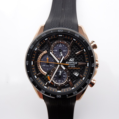 Gents Casio Edicace EQS900PB-1AV with Rose Gold and Black Ion Plated Bezel