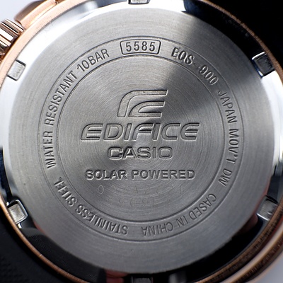 Gents Casio Edicace EQS900PB-1AV with Rose Gold and Black Ion Plated Bezel