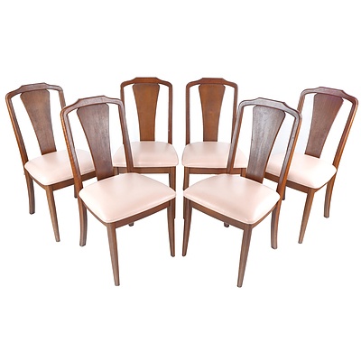 Contemporary Set of Six Dining Chairs with Leather Upholstered Seats