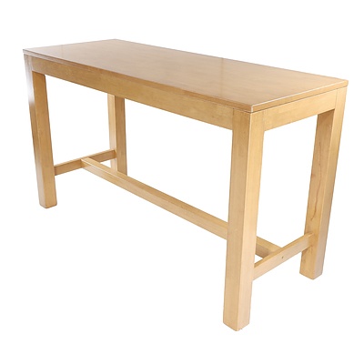 Contemporary Timber Bar Table with Stretcher Base