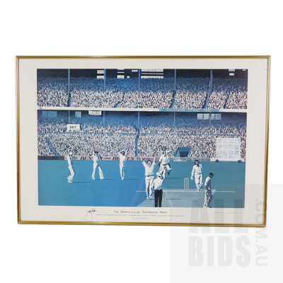 Framed Limited Edition Dennis Lillee Testimonial Art Print - No 388/850 - Signed by Dennis Lillee and Artist John Bloomfield